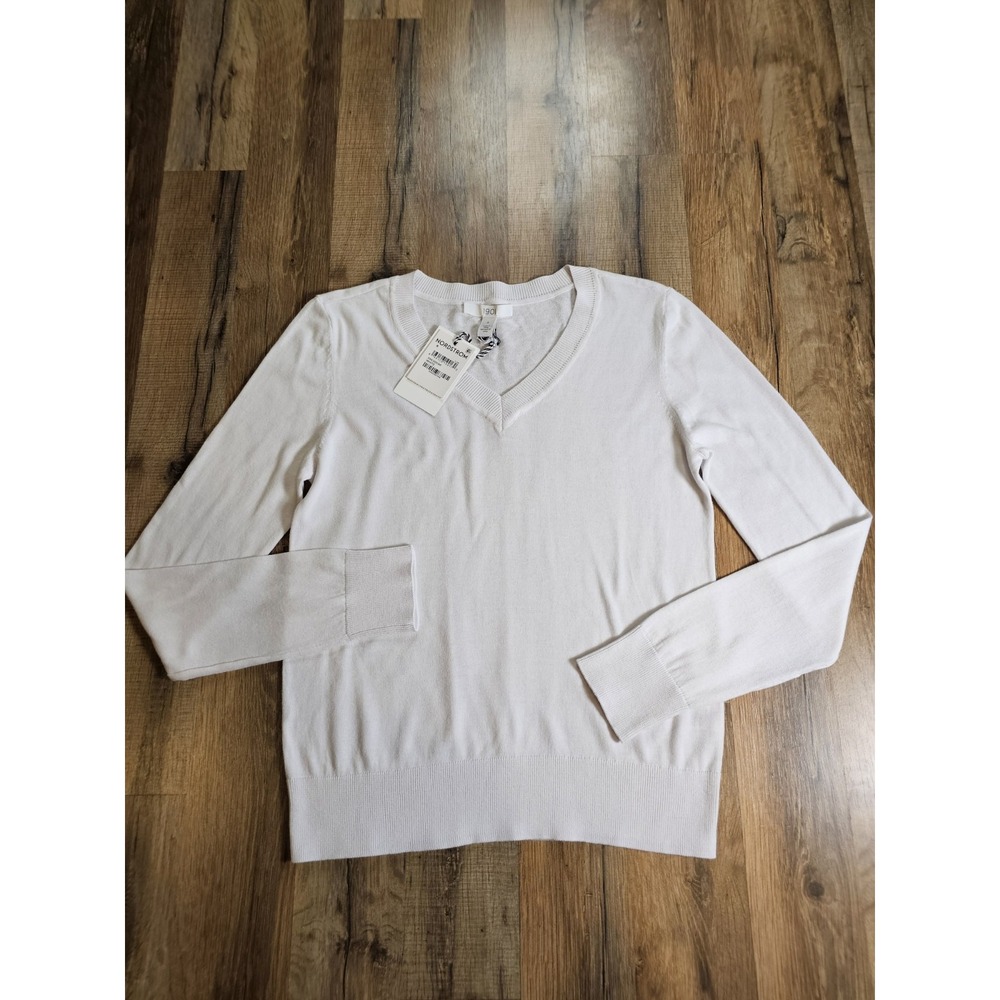 1901 Pima Cotton Blend Sweater Women's S NWT White V-Neck Preppy Nordstrom